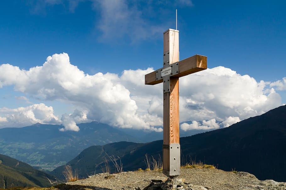 mountain, summit, cross, alpine, summit cross, mountains, view HD wallpaper