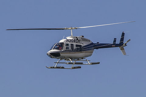 helicopter, flying, aircraft, flight, propeller, rotor, blue HD wallpaper