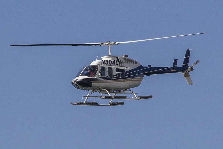 helicopter, flying, aircraft, flight, propeller, rotor, blue HD wallpaper