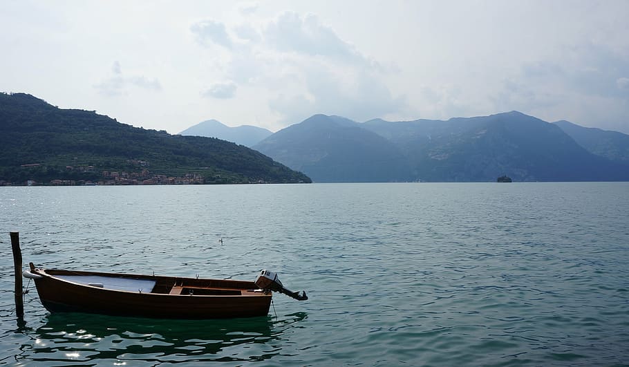 boat, small boat, lake, iseo, nature, mountain, nautical Vessel, HD wallpaper
