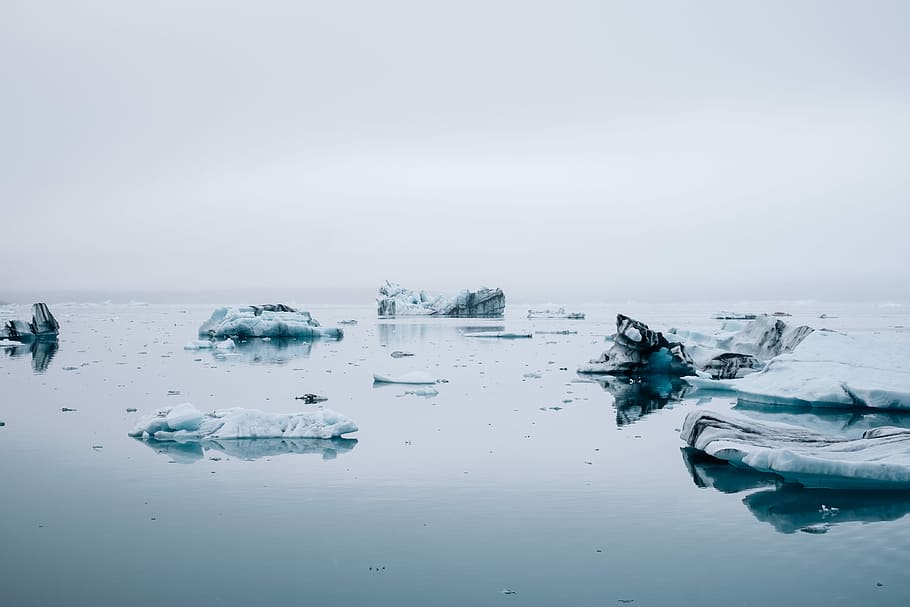 Jökulsárlón, body of water with ice bergs, south iceland, iceberg, HD wallpaper