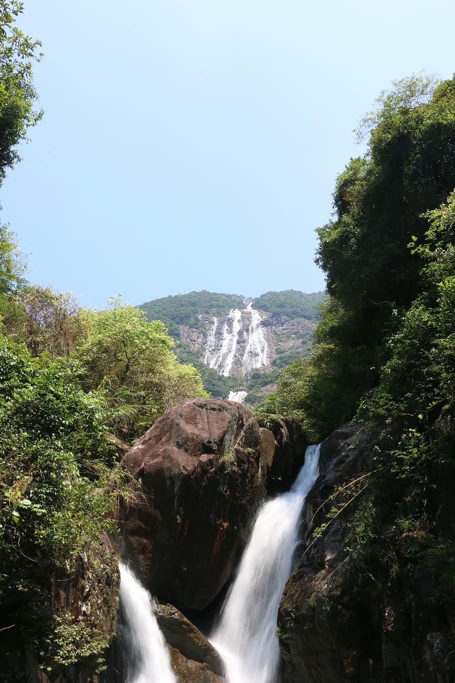 mountain, water, tree, falls, whitewater village, canton, waterfall HD wallpaper