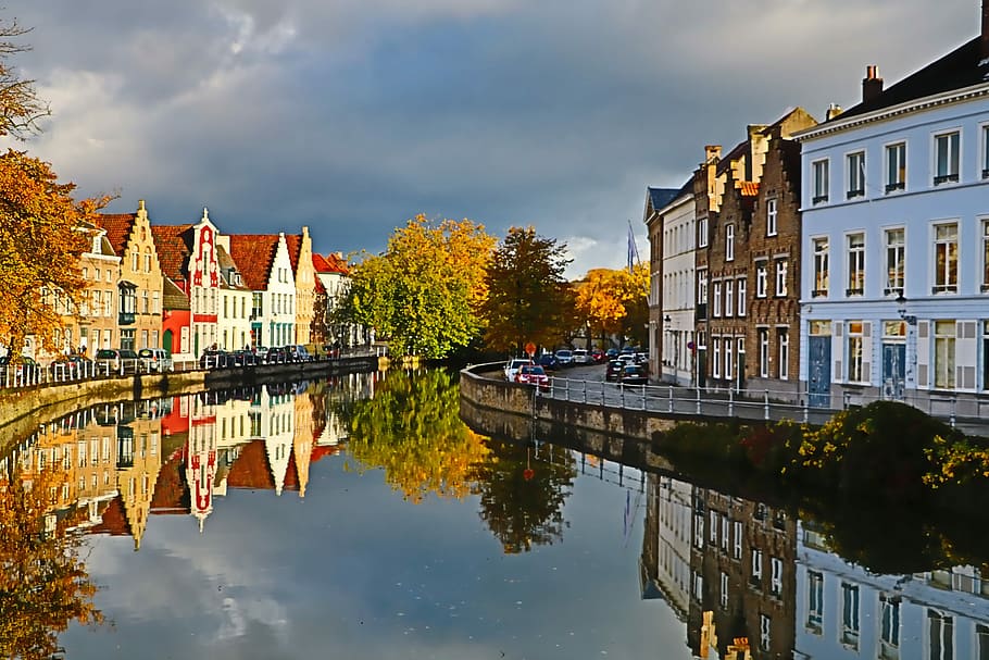 Brugge, Belgium, City, Bruges, Travel, scenic, belgian, water, HD wallpaper