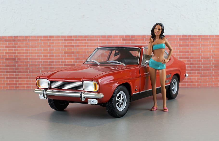 model car, ford, capri, diorama, auto, oldtimer, toys, sports car HD wallpaper