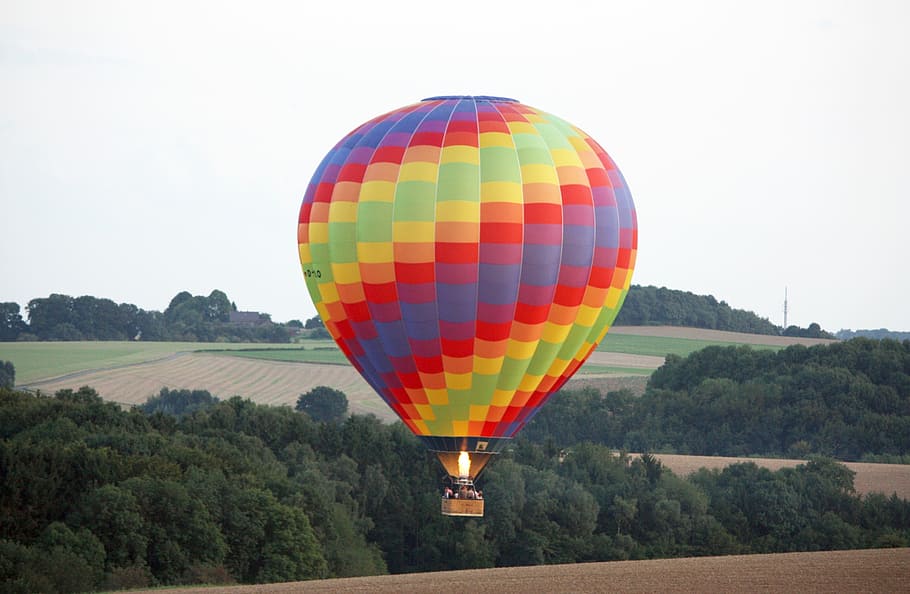 hot air balloon, take off, float, fly, nature, landscape, air vehicle HD wallpaper