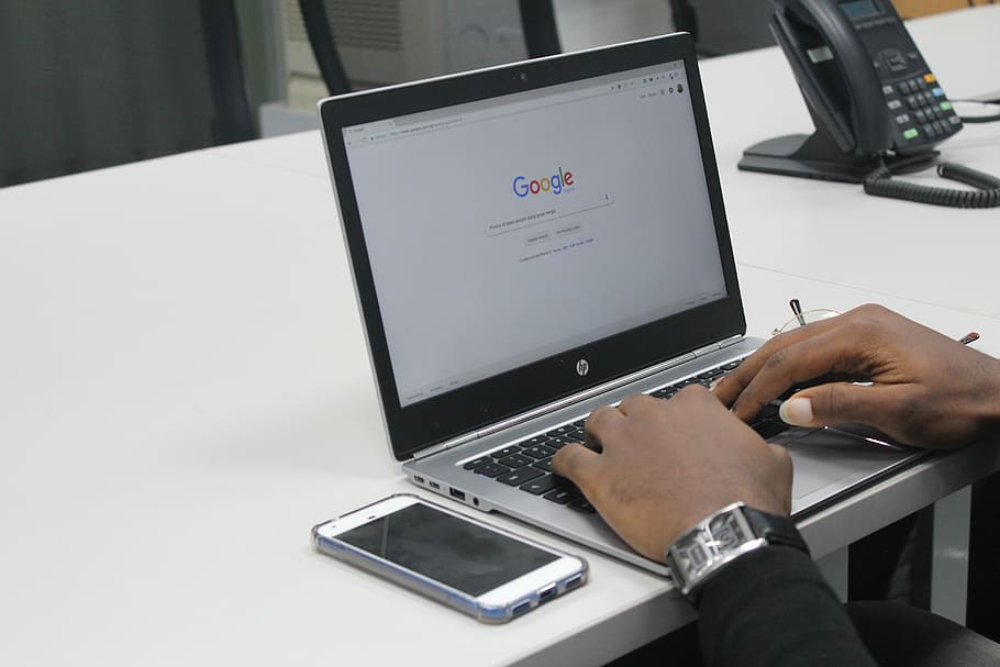 Black entrepreneur, person about to type on laptop, google search HD wallpaper