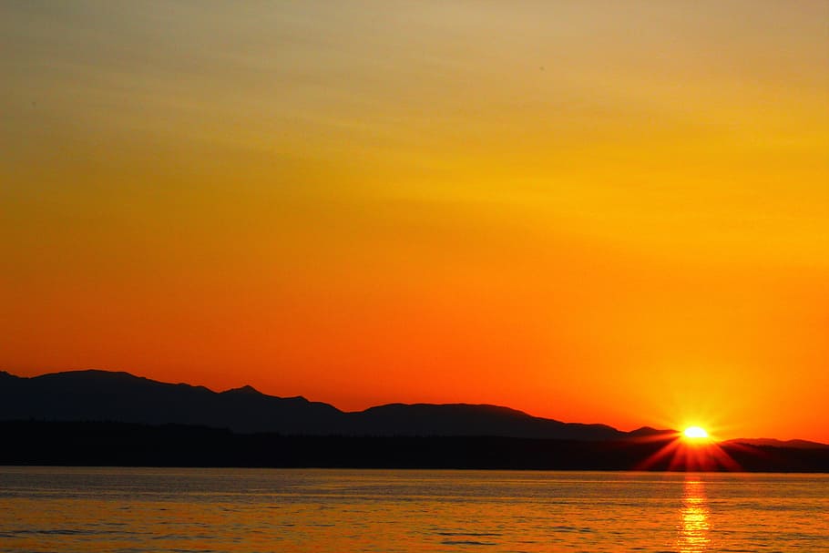 sunset, beach, ocean, sea, water, sky, summer, nature, horizon HD wallpaper