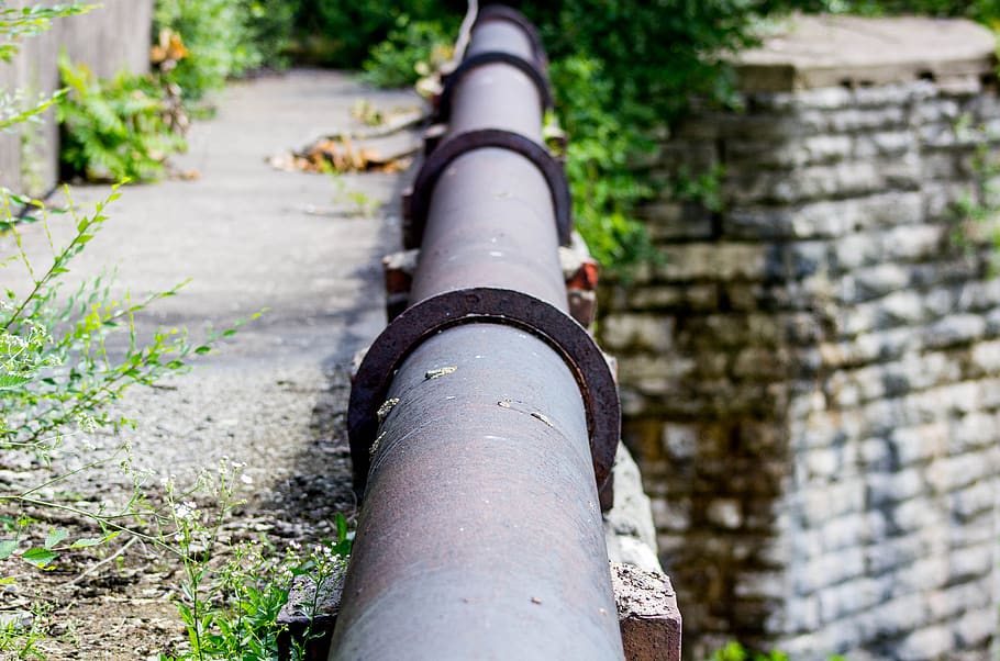 pipe, stone, wall, outdoors, tree, metal, no people, day, pipe - tube HD wallpaper
