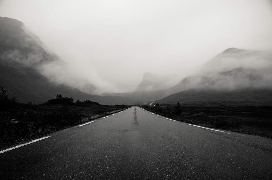 HD wallpaper: grayscale photography of road, grayscale photo of road ...