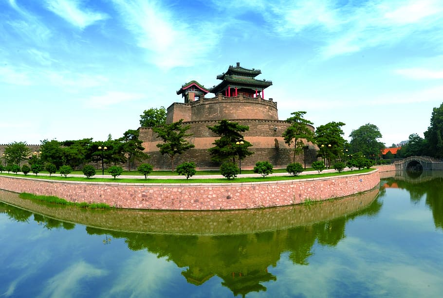 views, china, handan, water, reflection, built structure, architecture HD wallpaper