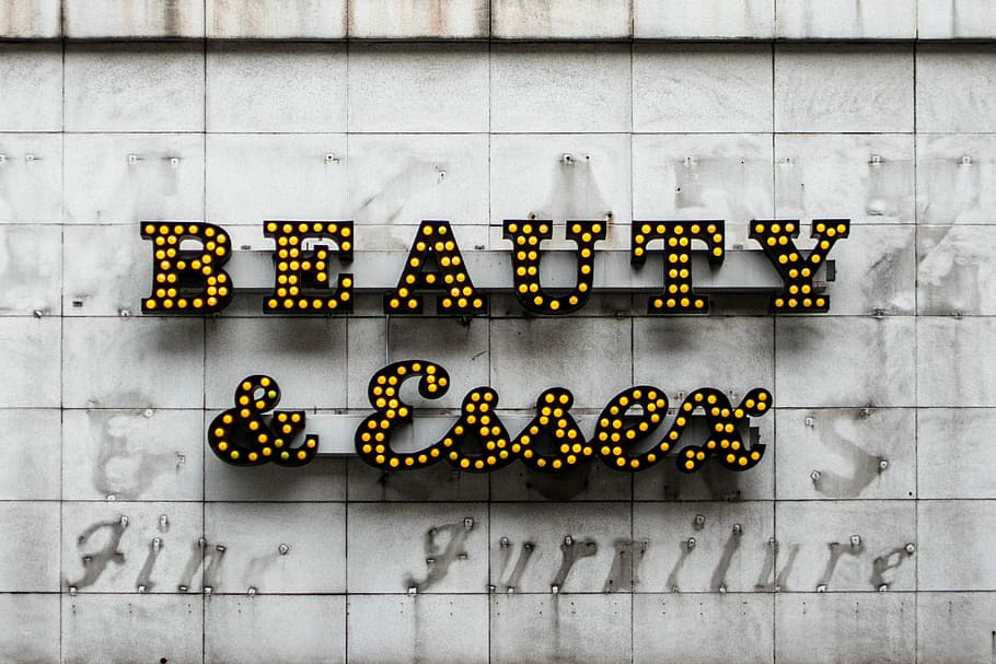 Beauty & Essex marquee signage, Beauty & Esses signage, light HD wallpaper