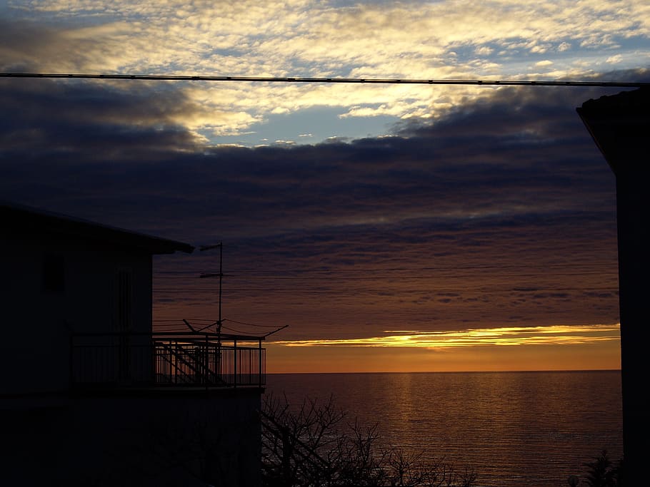 sunset, contrast, vista, sky, water, cloud - sky, sea, scenics - nature HD wallpaper