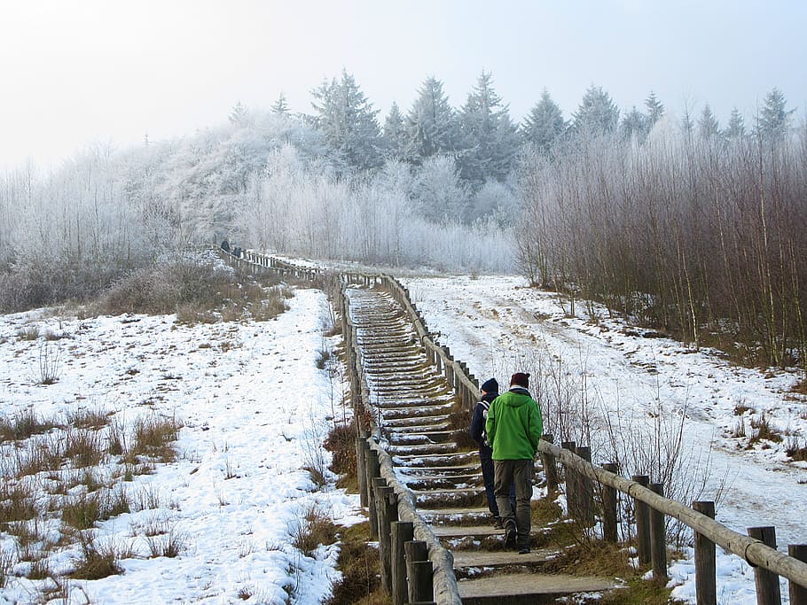 Winter, Hill, Trap, Persons, climbing, nature, effort, snowy HD wallpaper