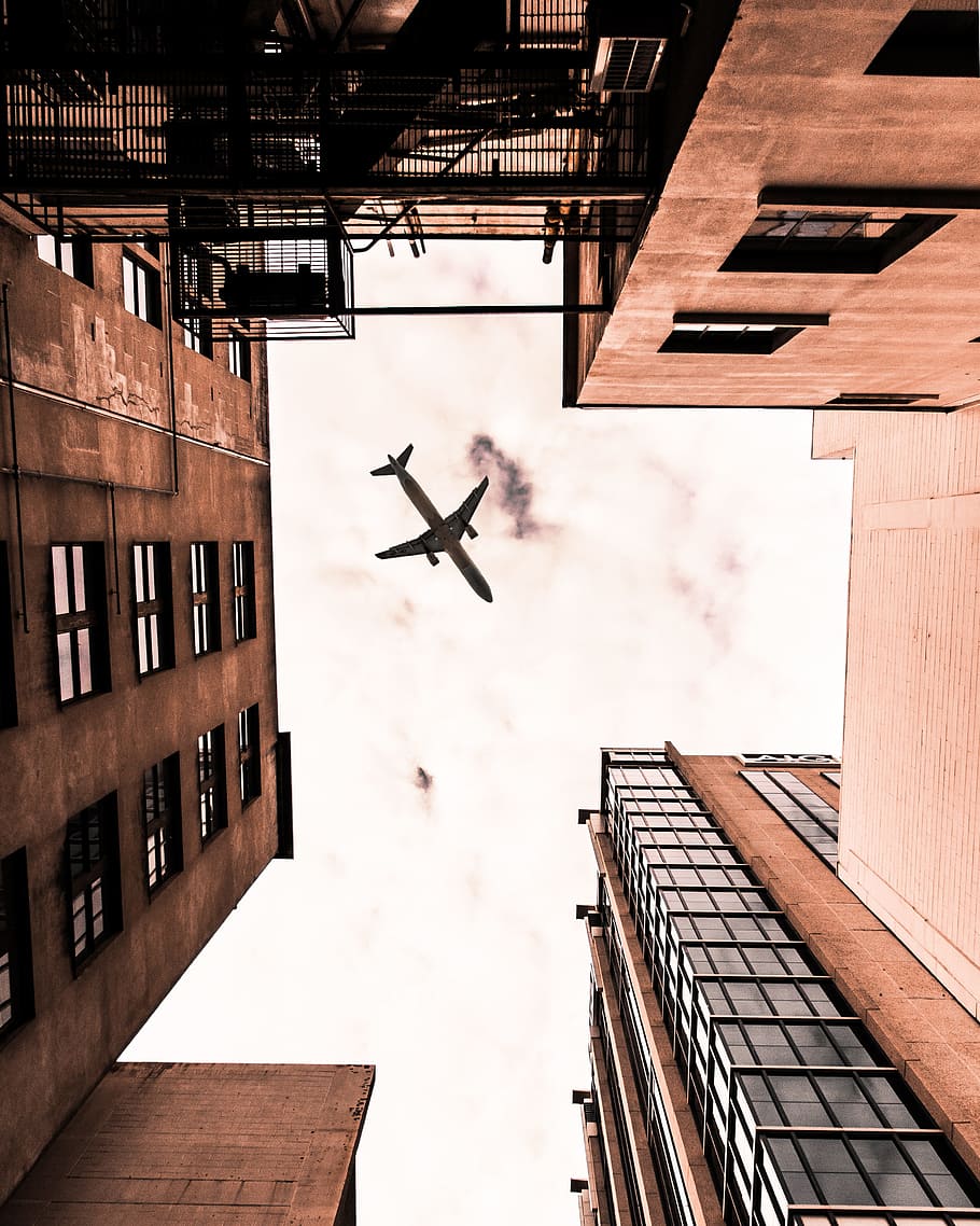 architecture, building, infrastructure, sky, airplane, airline HD wallpaper