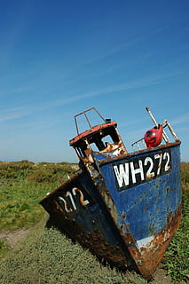 Boot, Wreck, Ship, Coast, England, norfolk, stranded, abandoned HD wallpaper