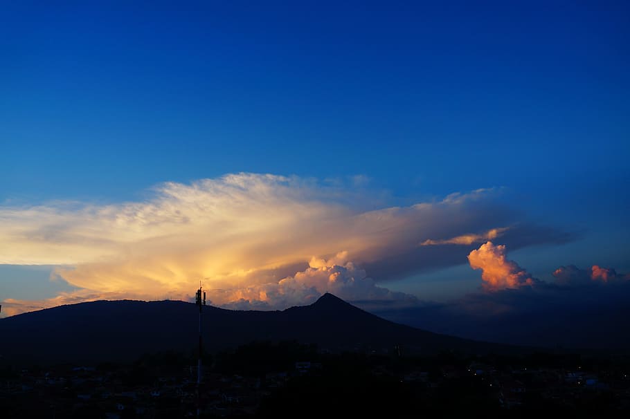 Sky, Landscape, Sunset, Clouds, Blue Sky, wind, air, nature HD wallpaper