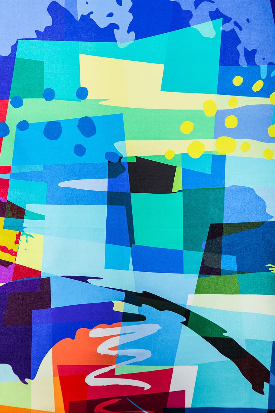 blue, yellow, and red abstract wallpaper, fabric, texture, softness HD wallpaper