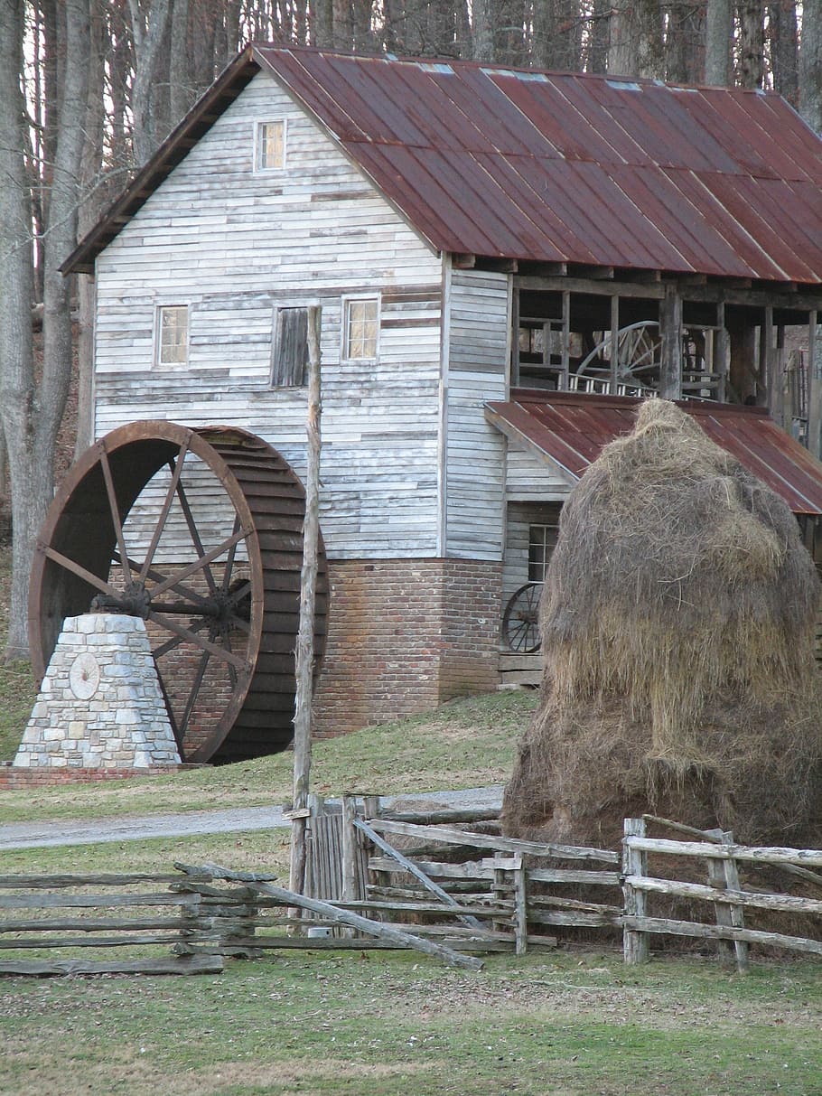 farm, barn, hay, stack, crops, agriculture, farming, rural HD wallpaper