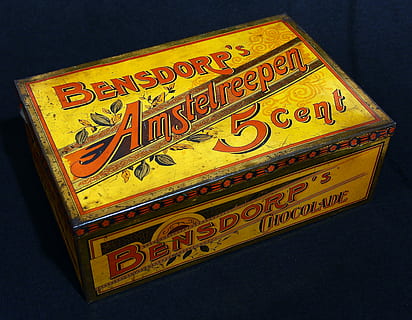 Box, Tin, Package, bensdorps, chocolade, old, retro, vintage HD wallpaper