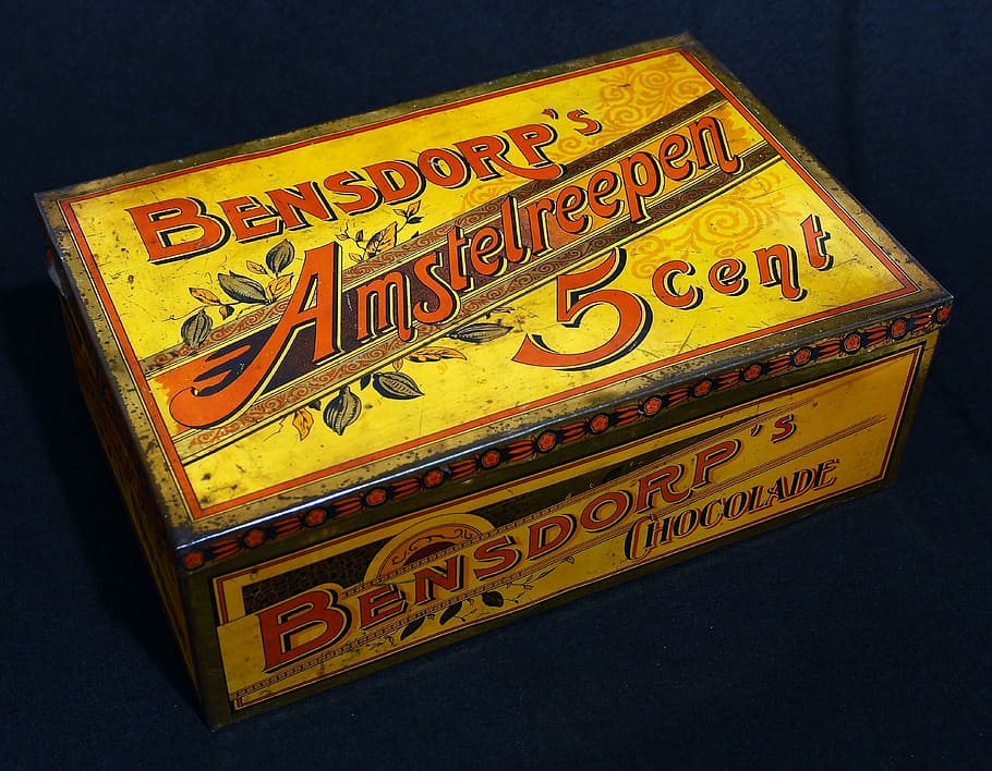 Box, Tin, Package, bensdorps, chocolade, old, retro, vintage HD wallpaper