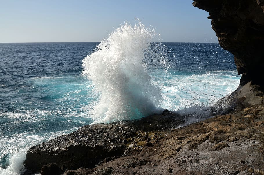 sea, coast, surf, wave, ocean, beach, water, rock, motion, rock - object HD wallpaper