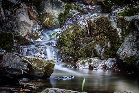 Water, Waterfall, Bach, River, Stones, rock, nature, flow, landscape HD wallpaper