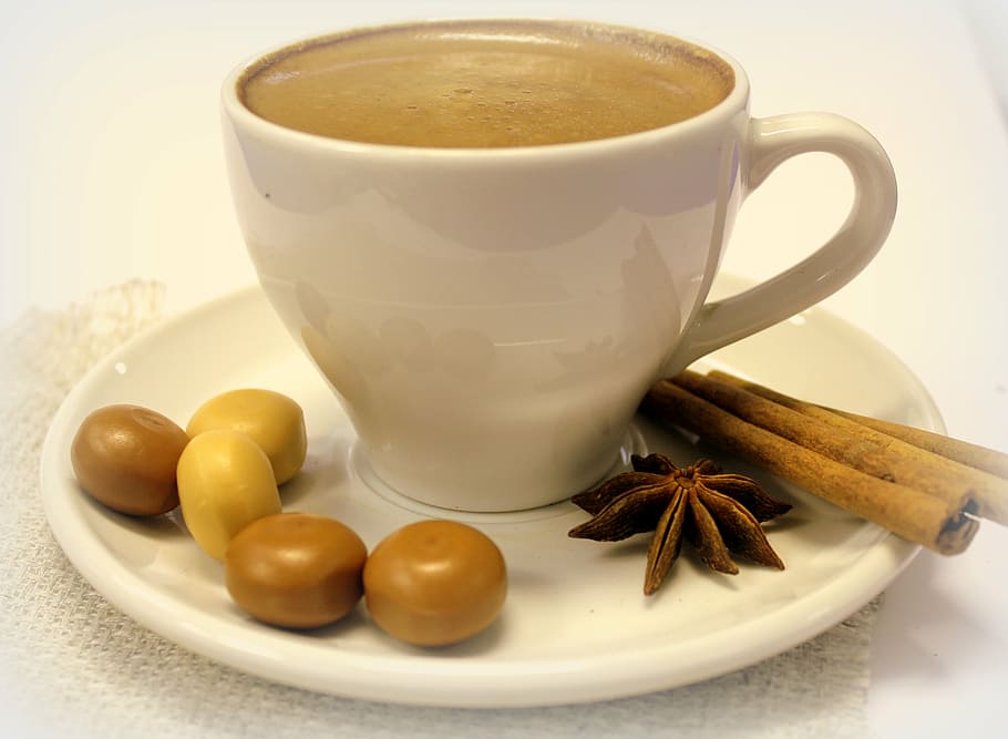 coffee, candy, cinnamon, drink, cup, coffee cup, cup of coffee HD wallpaper