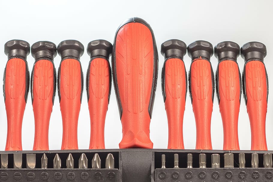 screwdriver, tool, craft, red, phillips, metal, head, background HD wallpaper
