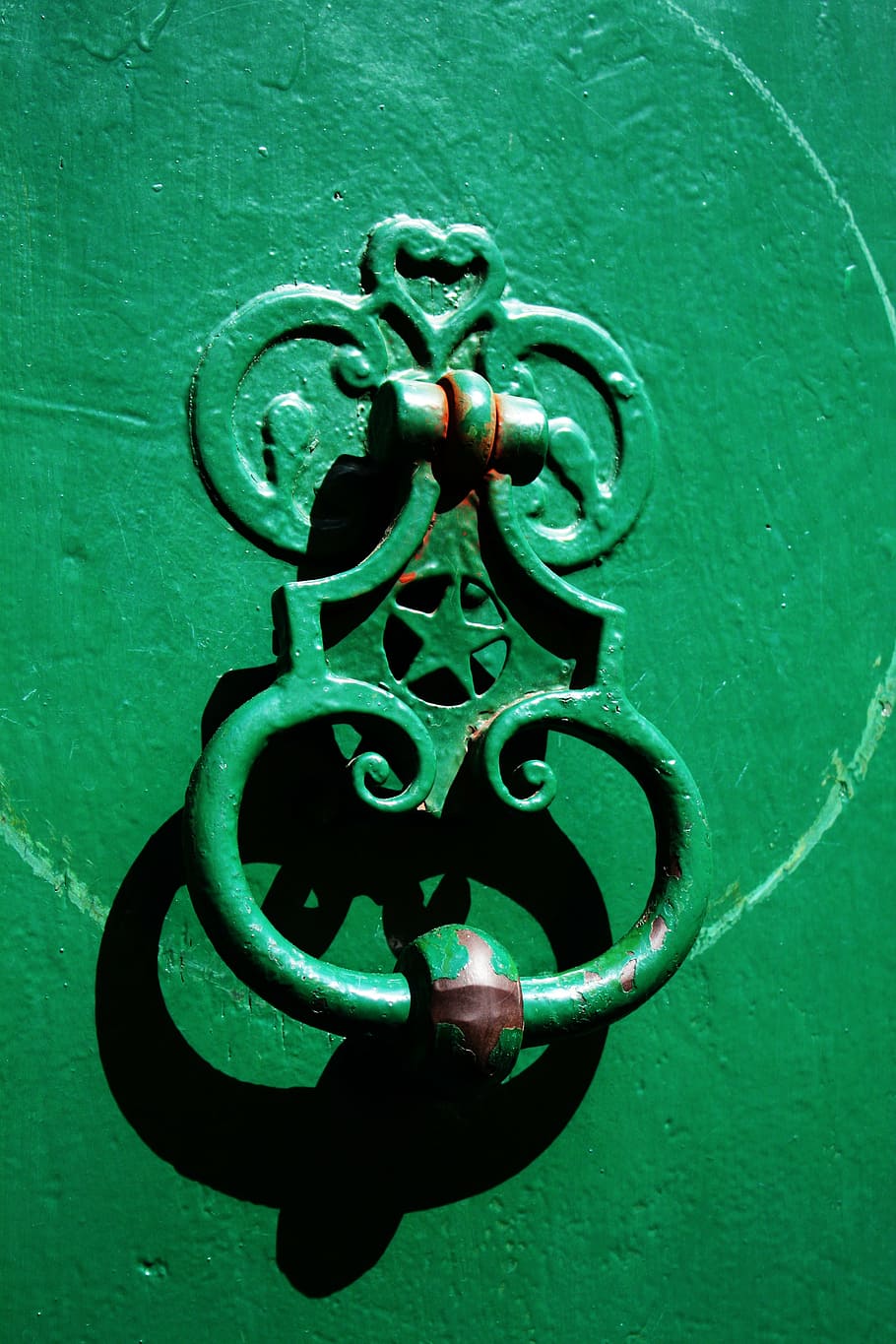 green, door, door Knocker, architecture, metal, entrance, close-up HD wallpaper