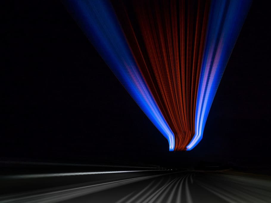 red and blue light vector art, Night, Road, Bright, Lights, Vehicle, HD wallpaper