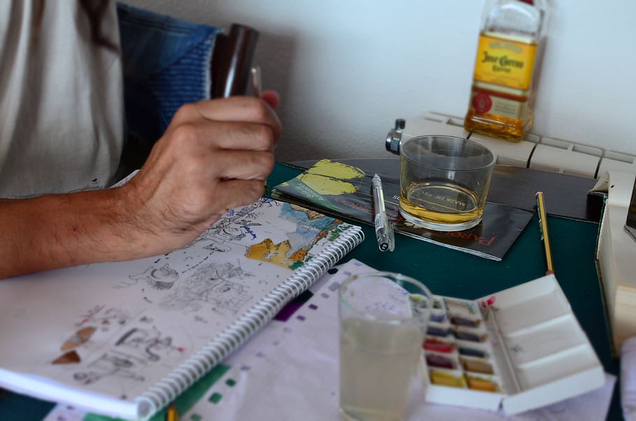 paint, draw, art, creativity, one person, human hand, indoors HD wallpaper