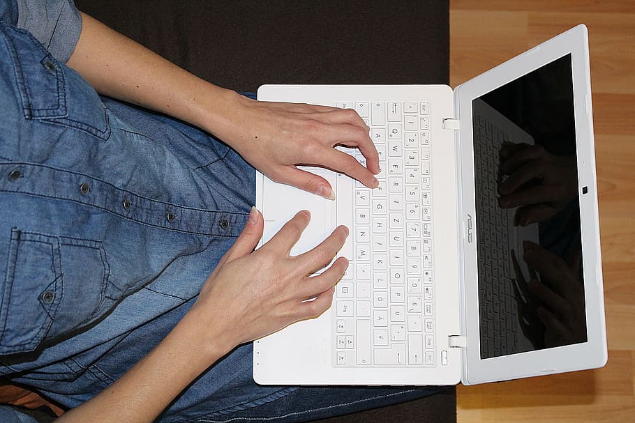laptop, work, notebook, leave, tap, hand, one person, human hand HD wallpaper