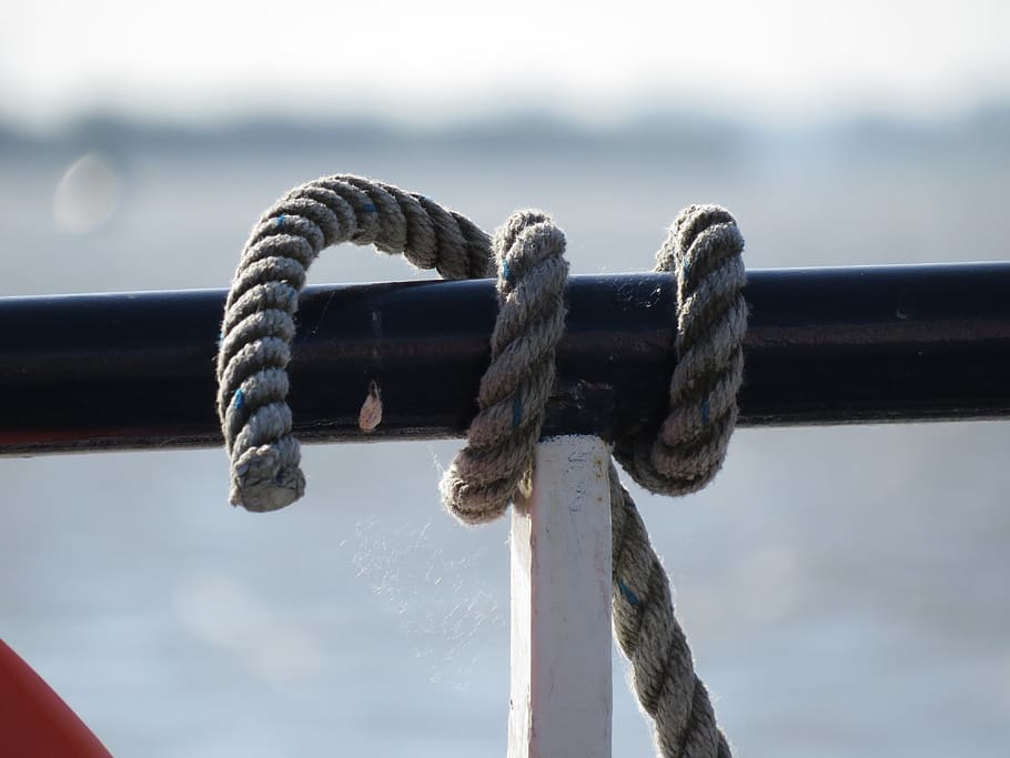 seafaring, ship, knot, rope, strength, connection, metal, focus on foreground HD wallpaper