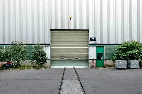 gray garage door at daytime, architecture, building, gate, road HD wallpaper