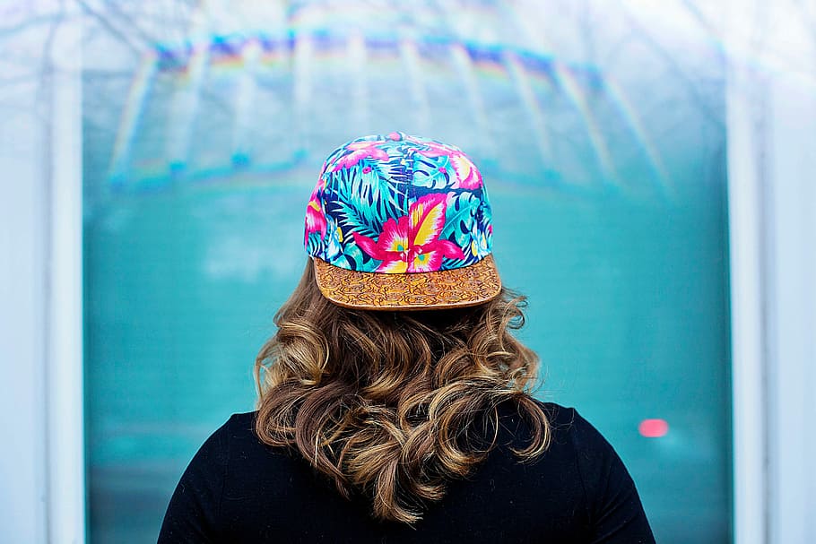 woman wearing floral cap facing back, people, one Person, women HD wallpaper