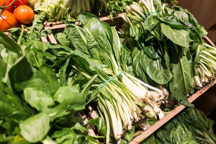 Bunch of Pak Choi in a grocery store, green, vegetables, food HD wallpaper