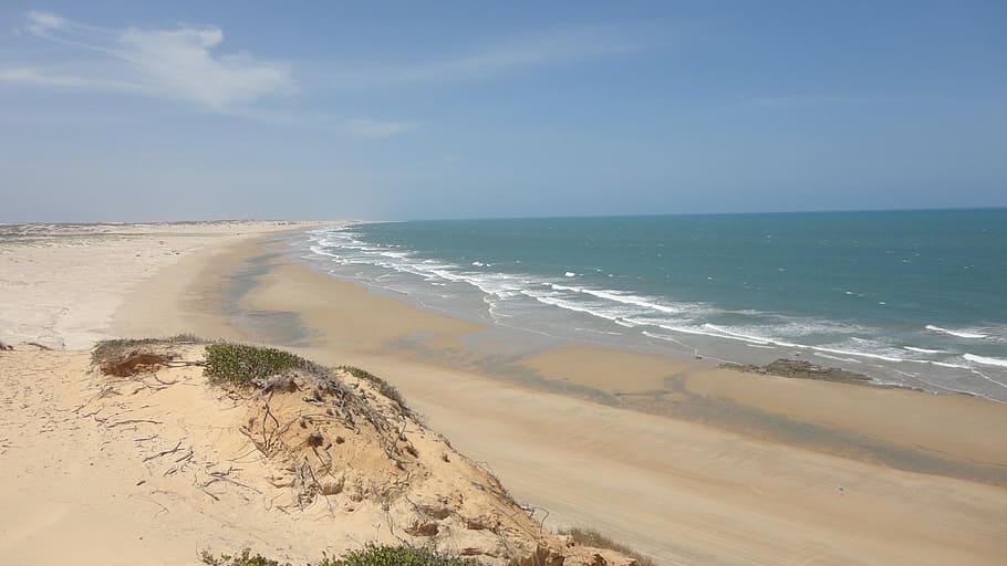 beach, ceará, brazil, sea, water, land, sky, horizon, horizon over water HD wallpaper
