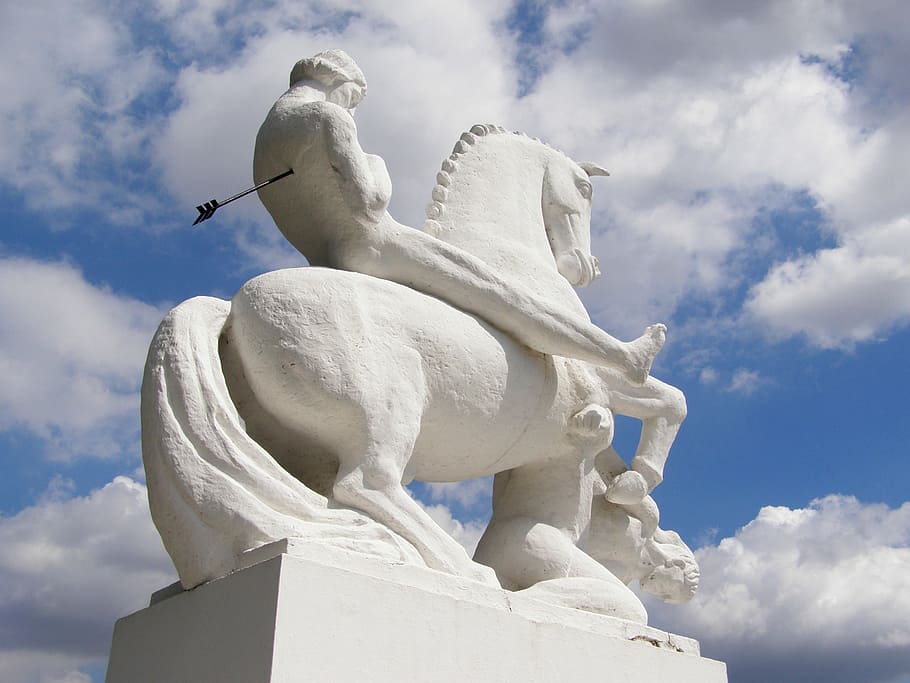 reiter, horse, statue, arrow, shot, taken, leszek i, 1927, marcinkowo górne HD wallpaper