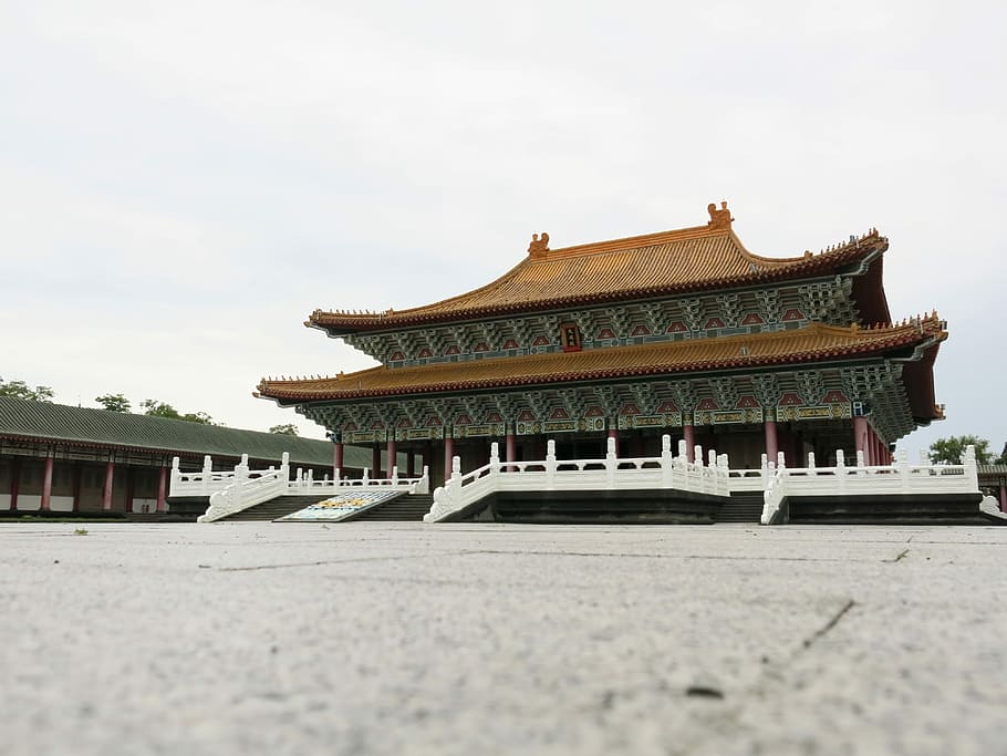 brown and white temple on gray pavement, building, architecture HD wallpaper