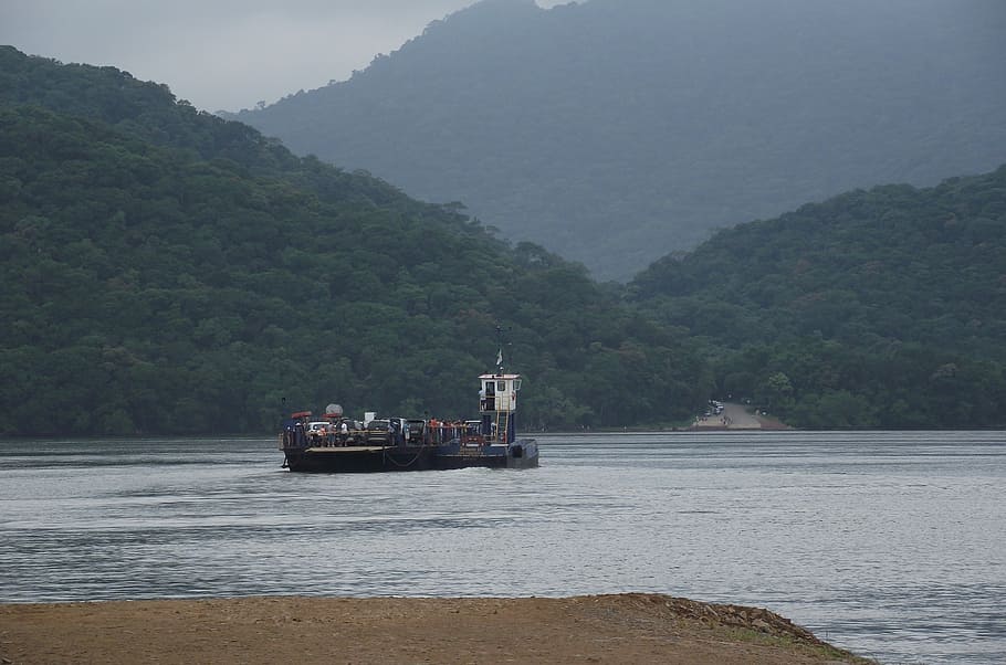 ferry, mar, nature, forest, vegetation, vessel, nautical vessel HD wallpaper