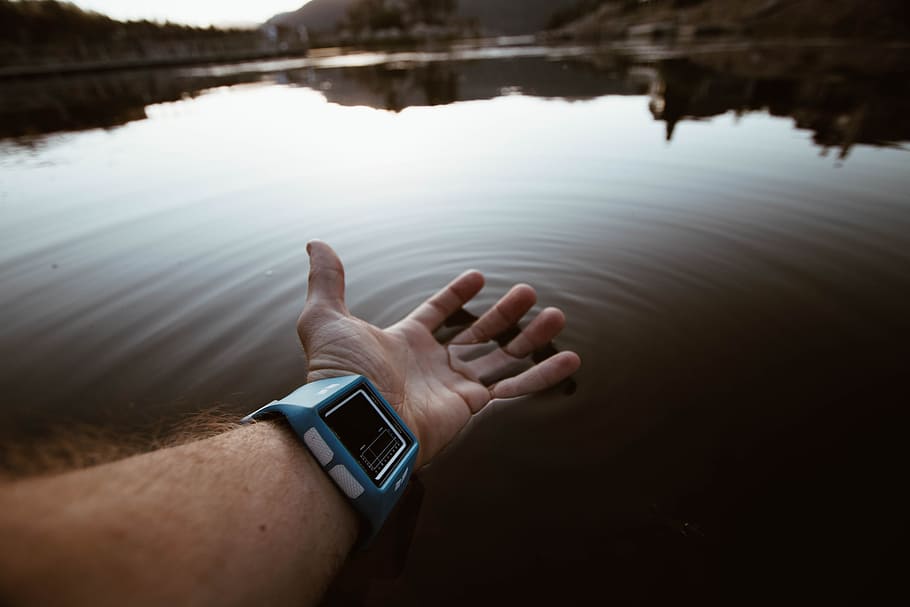 person touching body of water, Breaking the Surface, hand, arm HD wallpaper