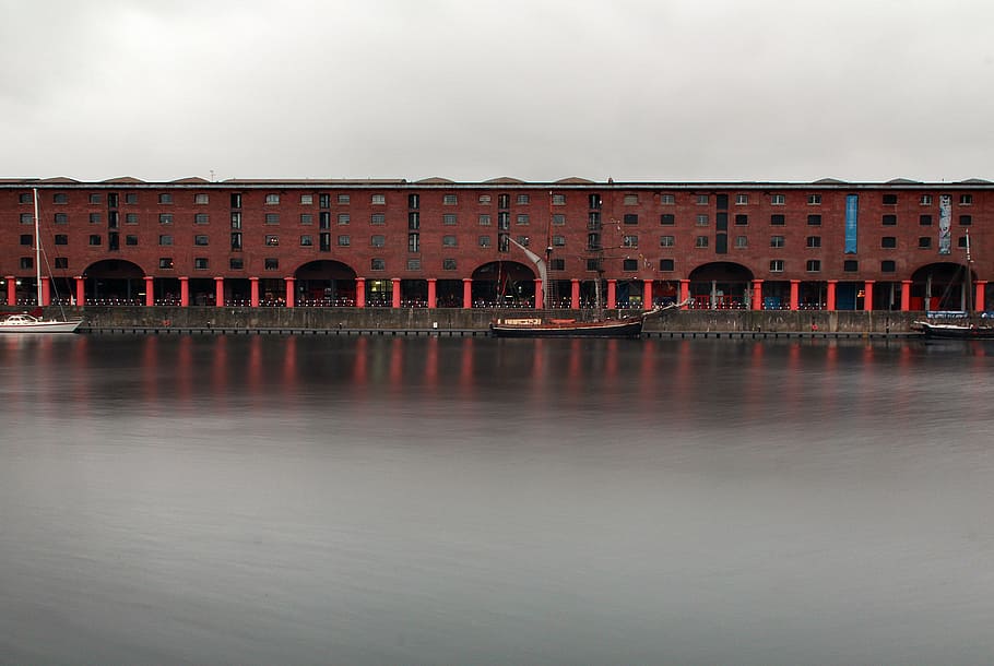 Albert Dock, architecture, building, river, water, waterfront HD wallpaper