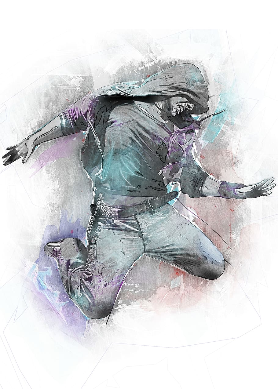 illustration of man wearing jacket, dancing, sketch, boy, human, HD wallpaper