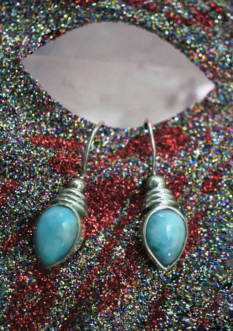 larimar, sterling silver, earrings, stone, gem, gemstone, natural HD wallpaper