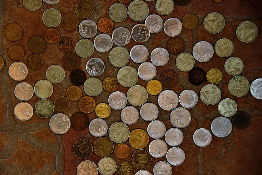 coins, kopek, money, ruble, handful, trifle, finance, large group of objects, HD wallpaper