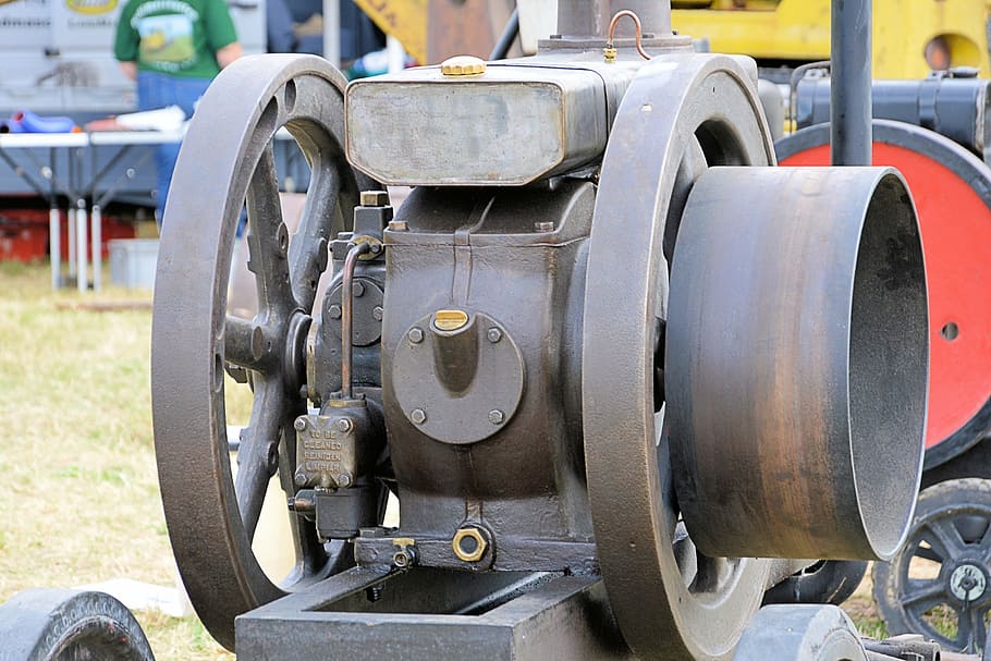 motor, old, historically, machine, agricultural machine, flywheels HD wallpaper