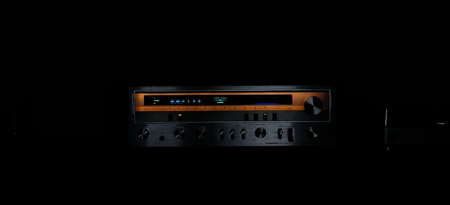 Pioneering New Sounds, turned-on silver stereo receiver, amplifier, HD wallpaper
