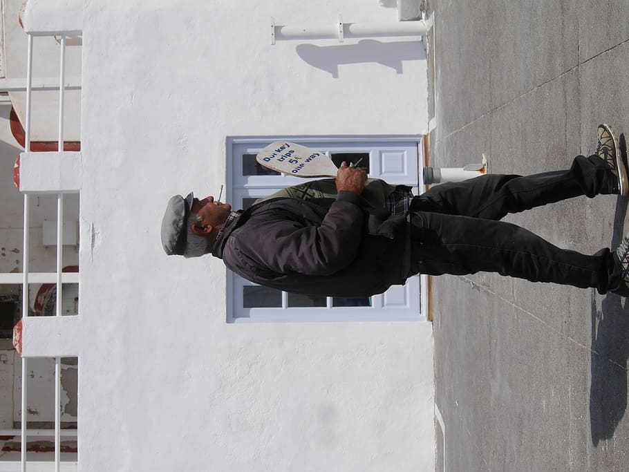 man walking near door, male, old, wall, white, built structure HD wallpaper