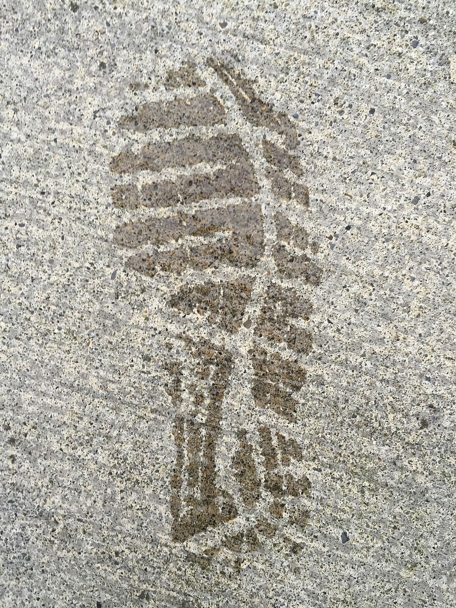 Foot, Print, Cement, Grey, Water, foot print, mark, outdoor HD wallpaper
