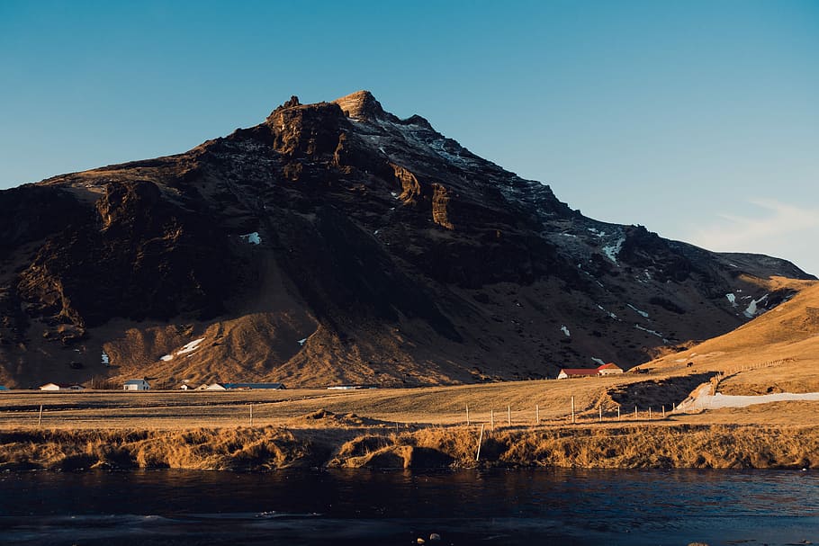landscape photography of mountains near body of water, mountain near body of water HD wallpaper